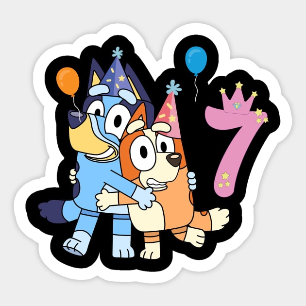 Bluey Happy 7 Years Birthday Sticker by ExpresYourself